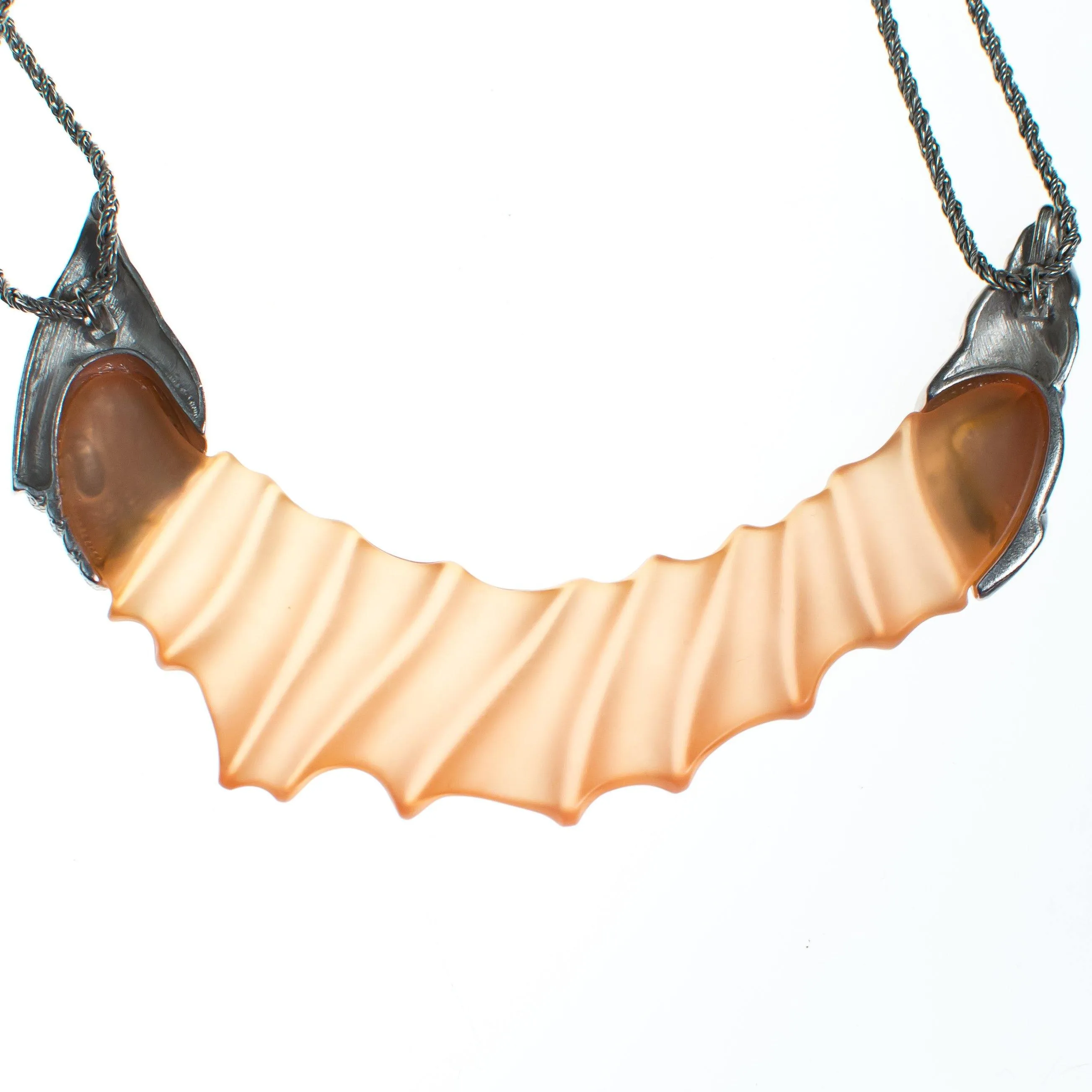 Vintage Monet Lucite with Silver Shell Statement Necklace YSL Era
