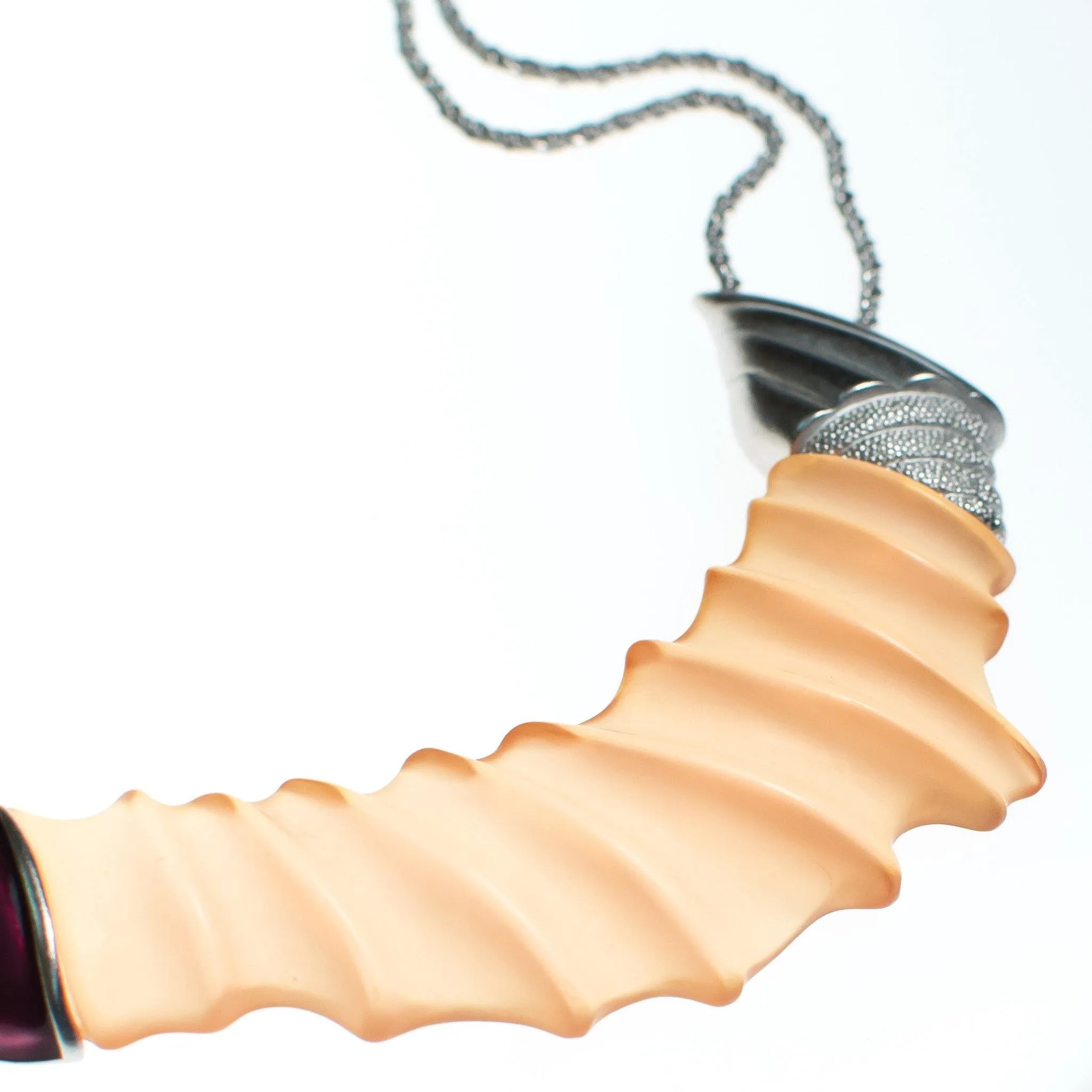 Vintage Monet Lucite with Silver Shell Statement Necklace YSL Era