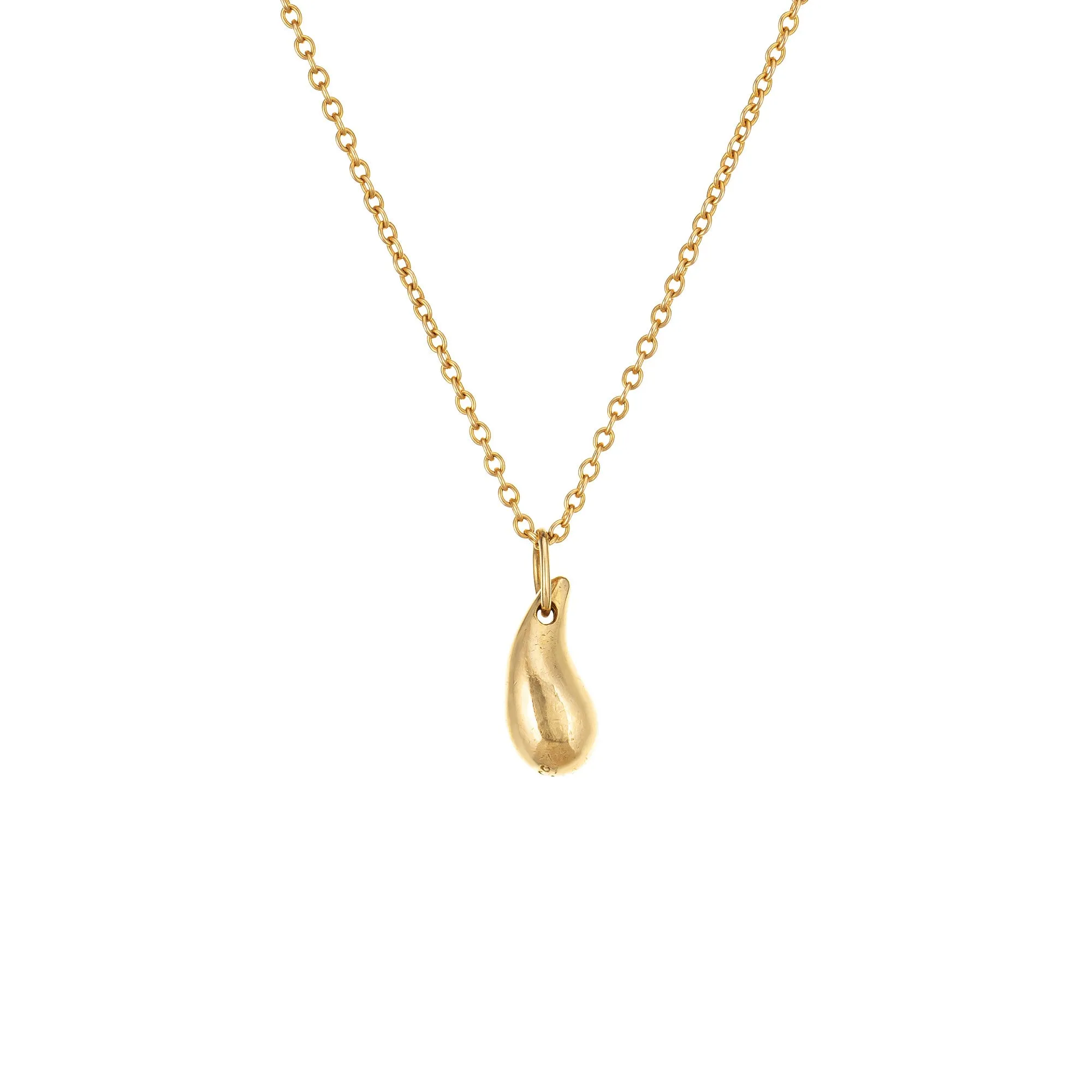 Vintage Tiffany & Co Teardrop Necklace Elsa Peretti 18k Yellow Gold 16.5"