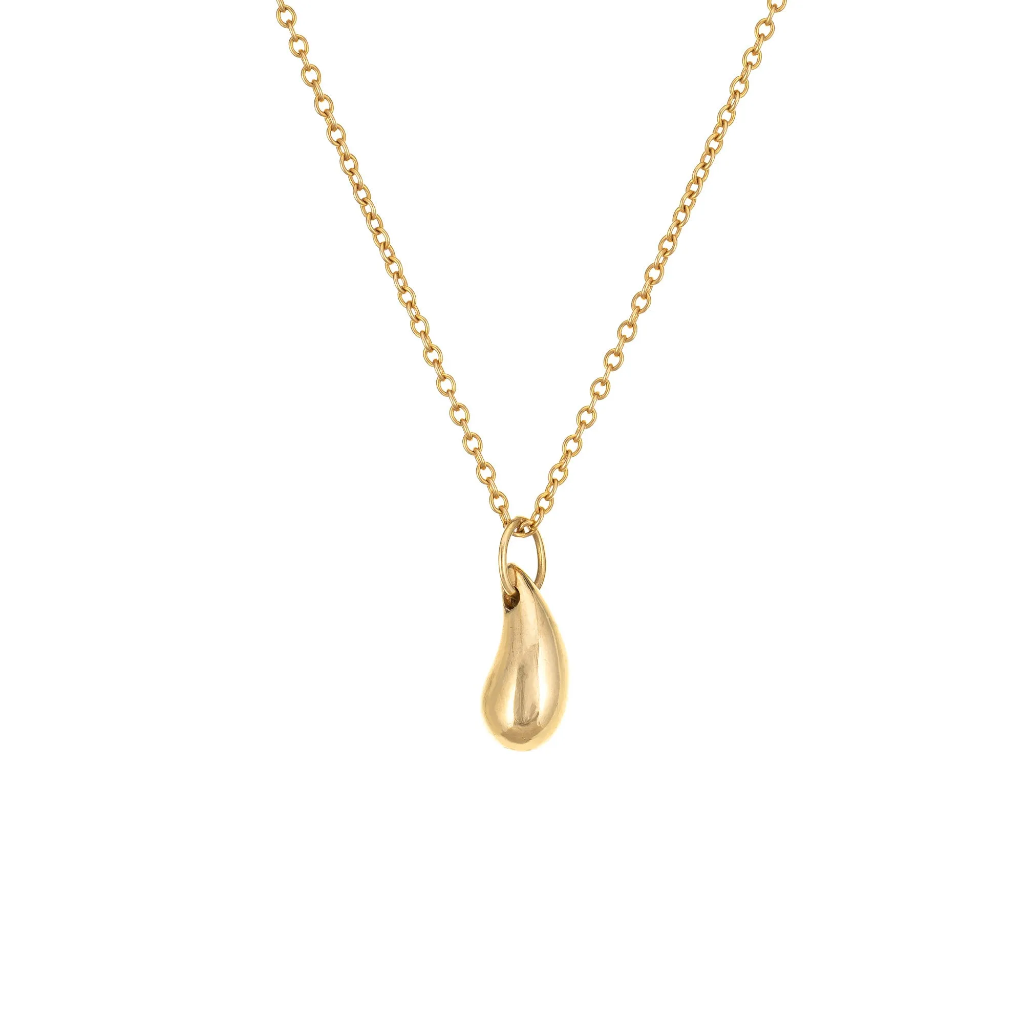 Vintage Tiffany & Co Teardrop Necklace Elsa Peretti 18k Yellow Gold 16.5"