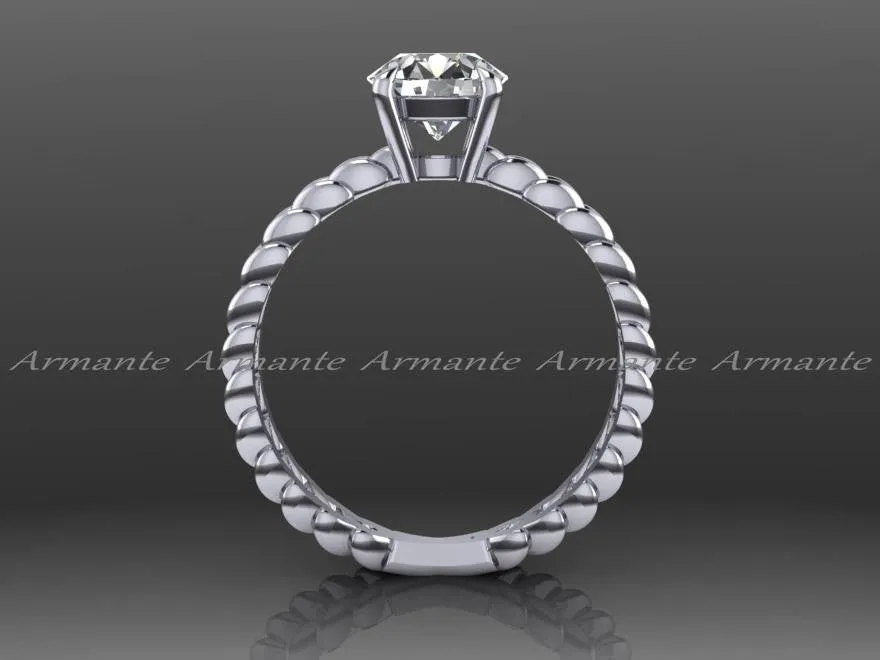 White Gold Criss Cross Solitaire Moissanite Engagement Ring