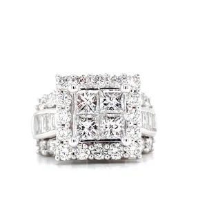White Gold Princess Cut Frame Engagement Ring | 4.00 Carat Total Weight
