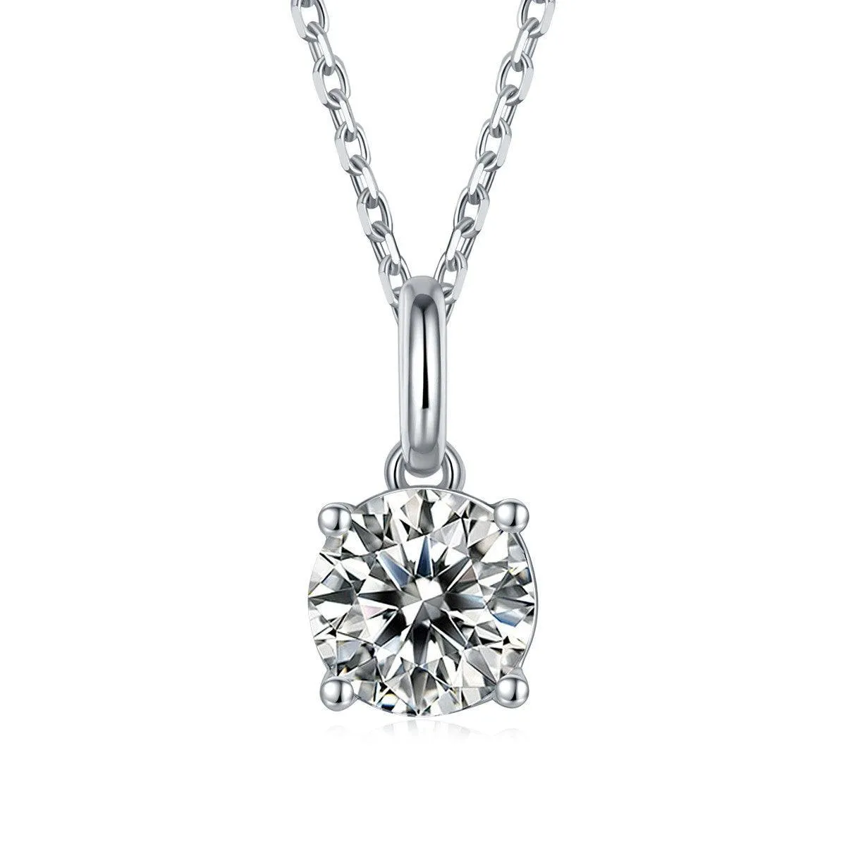 White Moissanite Solitiare Necklace