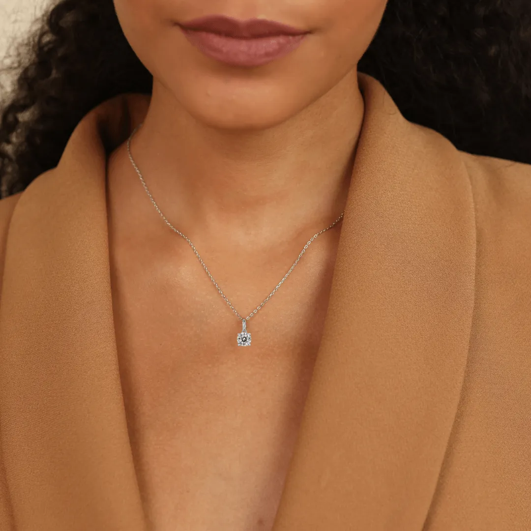 White Moissanite Solitiare Necklace