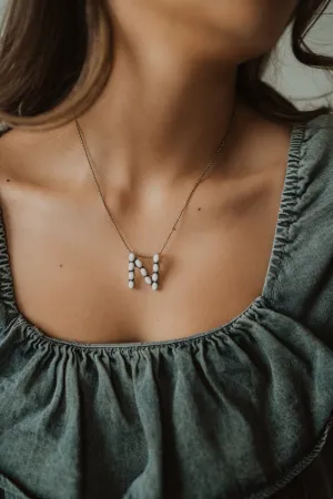White Opal Initial Necklace