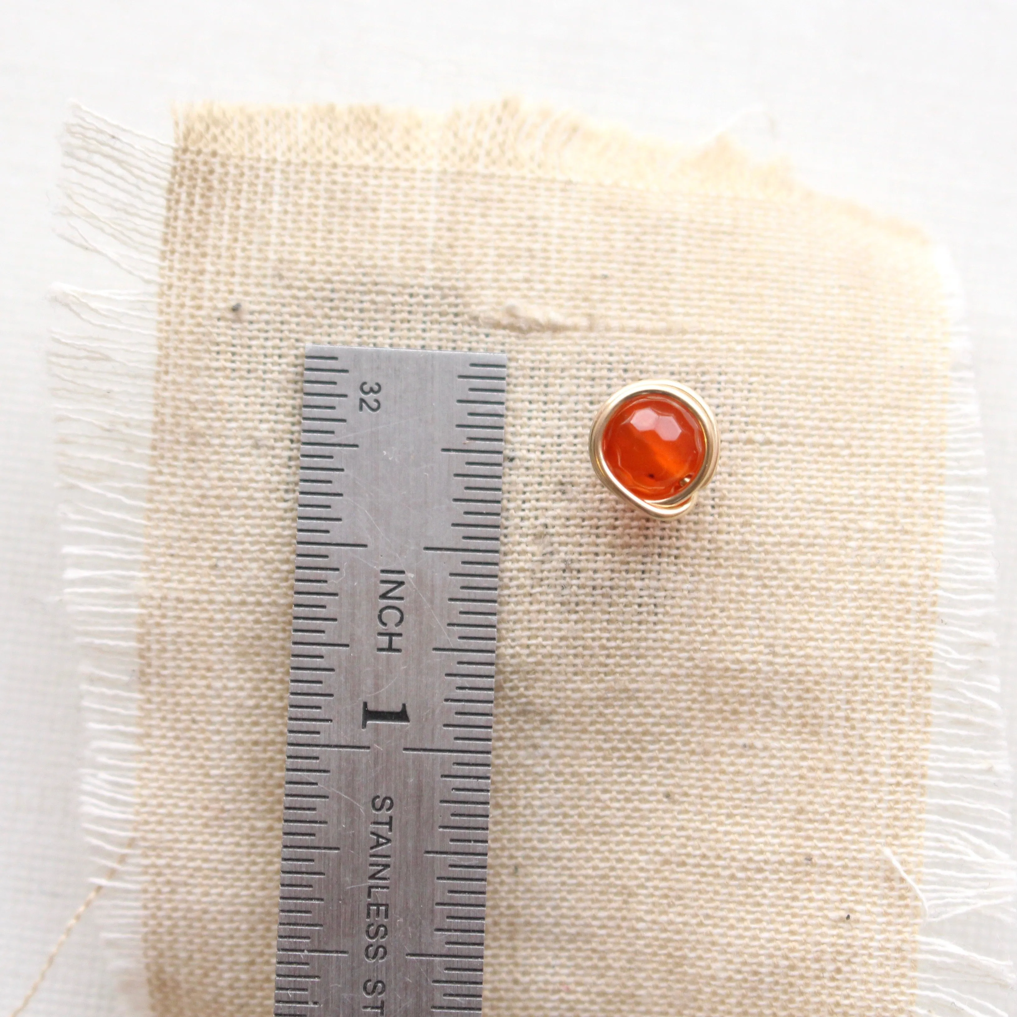 Wrapped Carnelian Gold Post Earrings