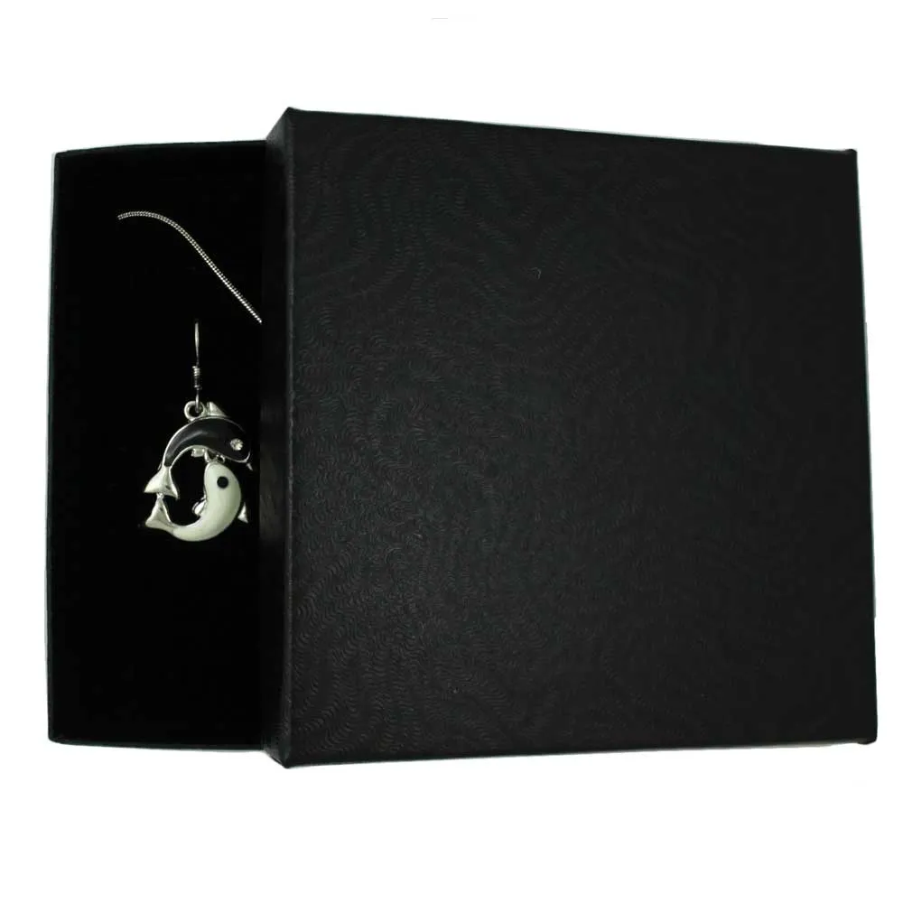 Yin Yang Dolphin Necklace and Earring Jewelry Gift Set - PT801BS