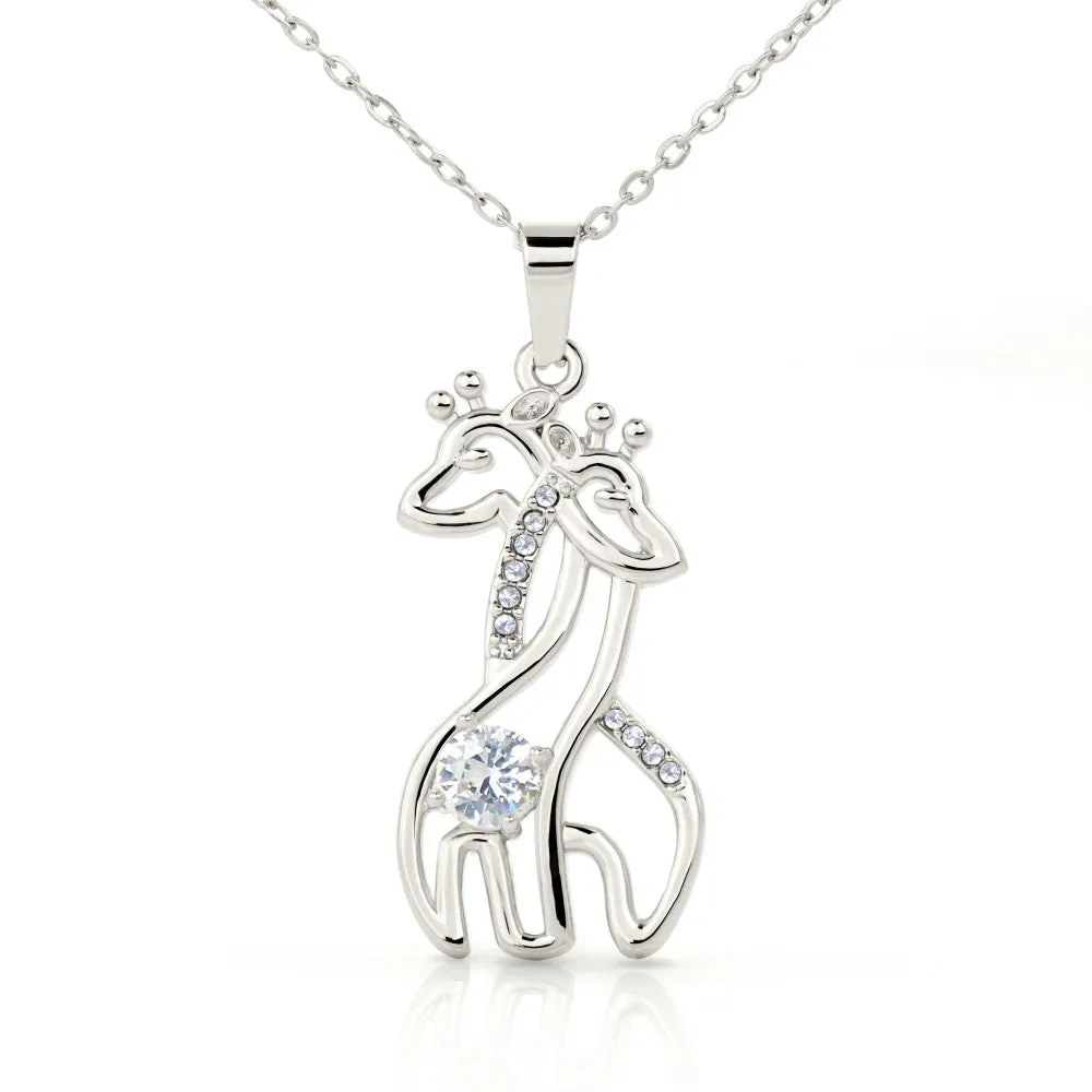 You give warm hugs-Giraffe Necklace for Grandma, From Grandson