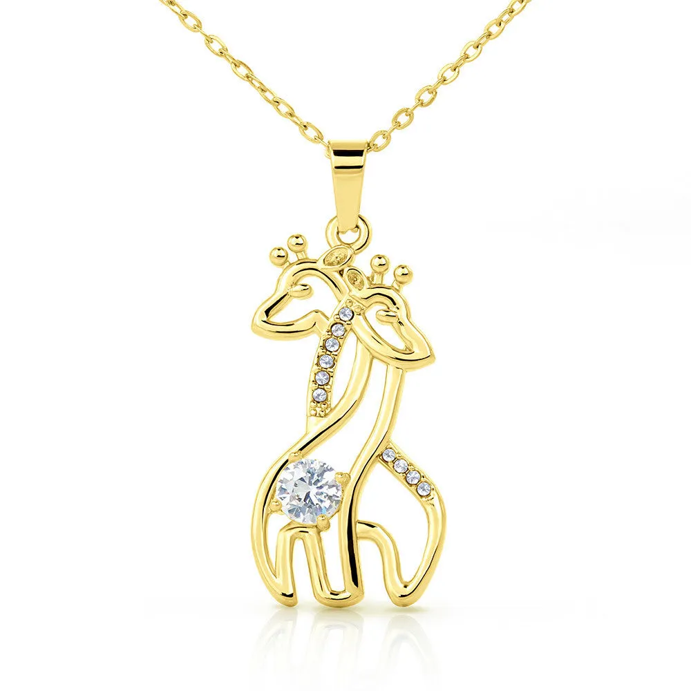 You give warm hugs-Giraffe Necklace for Grandma, From Grandson