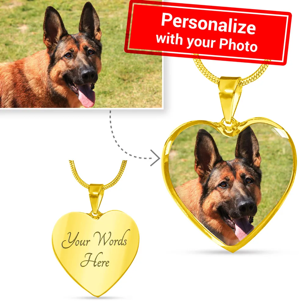 Your Dog on this Luxury Necklace with Heart Pendant