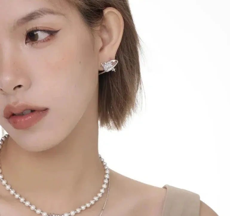 Zircon Pearl Earrings