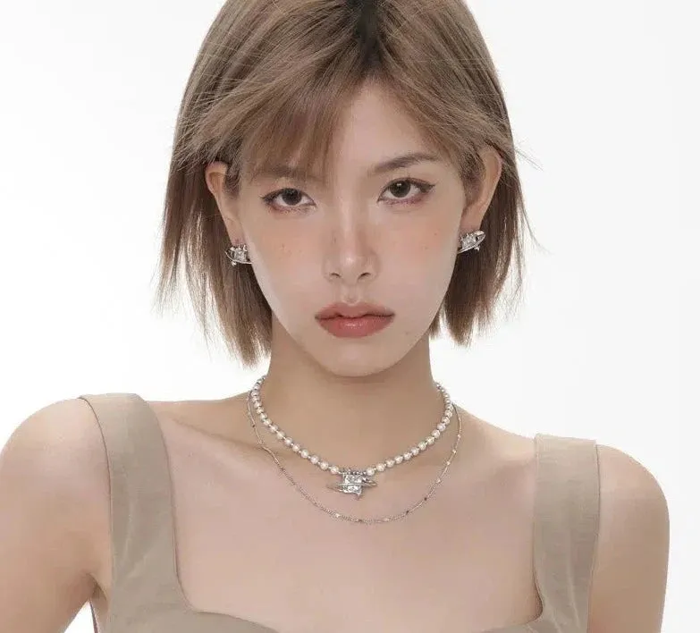 Zircon Pearl Earrings