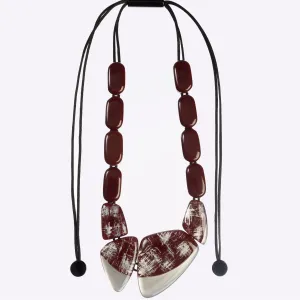 Zsiska Necklace, Avani, Maroon/Silver