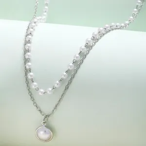Zuri Silver Layered Pearl Necklace